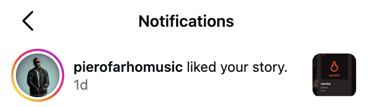 pierofarhomusic liked a mantle story on Instagram
